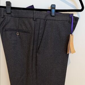 NWT Ted Baker Men’s Crastet Charcoal Grey Flannel 100% Wool Trouser Pants 36 reg